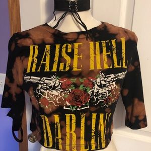 Distressed raise hell darling crop top AKIRA